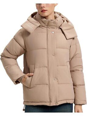 Women's Oat Puffer Jacket Trendy Winter Coat with Removable Hoods 3 Pockets